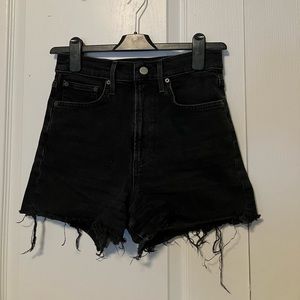 Aritzia Denim Forum arlo high waisted black denim shorts